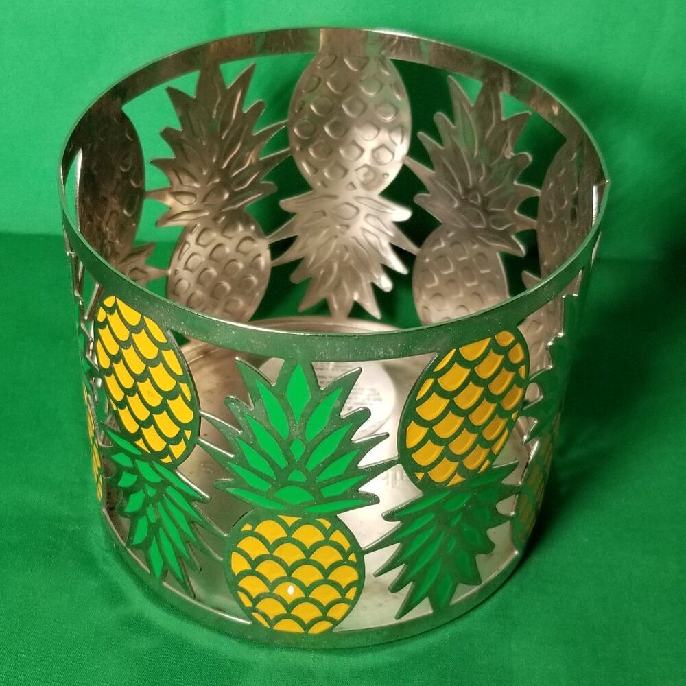 Bath & Body Works BBW 3-Wick Jar Candle Holder Pineapple Home Decor Retro